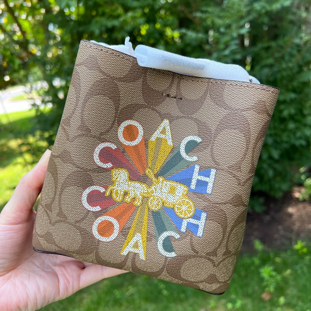 Coach Mini Town Bucket Bag Crossbody In Signature Canvas Coach Radial Ra…